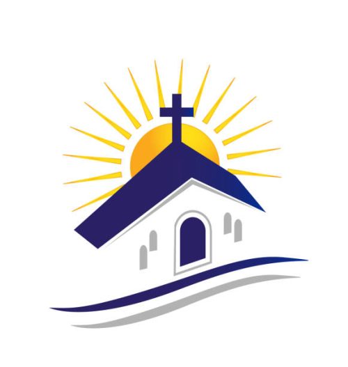 Church with sun icon id card business image vector